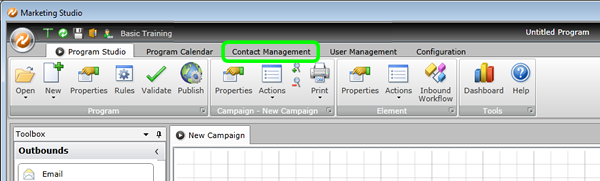 Click on Contact Mgmt tab